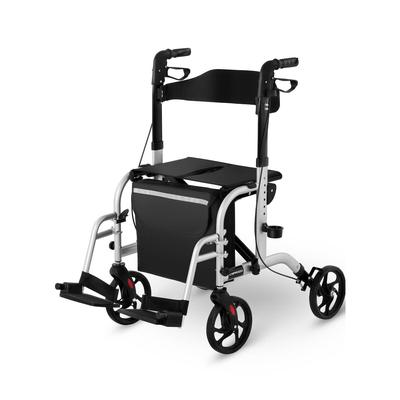 Uniprodo Rollator-Rollstuhl 2-in-1 - silber - 120 kg