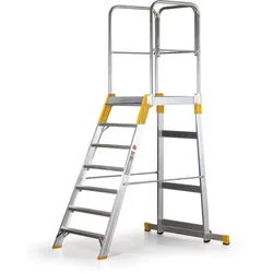 Aluminium Podestleiter einseitig, ALVE FORTE, 7 Sprosen, Höhe 1,47 m