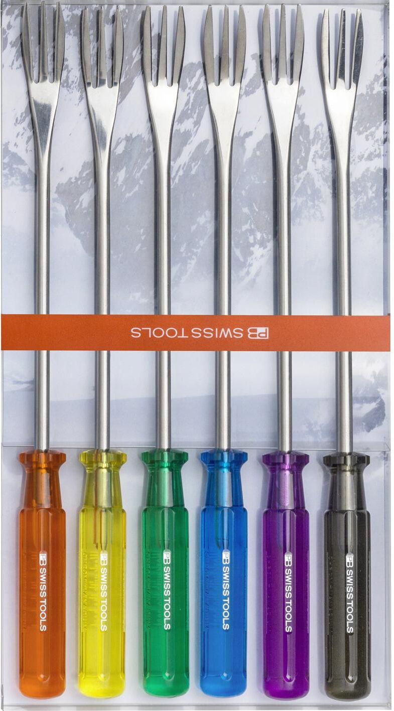 Packard Bell Fonduegabel PB SWISSTOOLS "6 Personen", bunt (bunt, silberfarben), Edelstahl, Essgabeln, Fonduegabel bunt, silberfarben Einheitsgröße