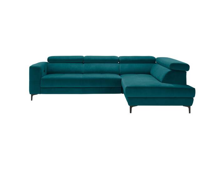 Ecksofa Velours Petrol