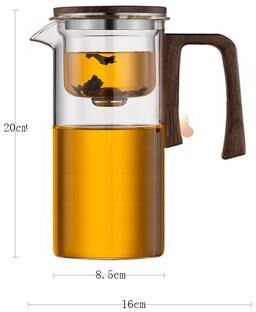 Combo Retail Shop New Tea Pot With Magnetic Switch, Glass, Wood Handle, Tea Separation magnetic B 900ml