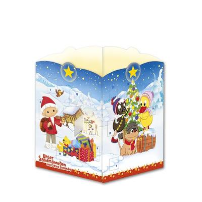 TRÖTSCH - Windlicht Adventskalender 'Unser Sandmännchen' | Weihnachtskalender mit 24 leuchtenden Motiven