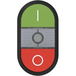 ABB MPD13-11C Doppeldrucktaster, Tasten - oben grün: Symbol I - unten hoch rot: Symbol O - Mitte : farblos, beleuchtbar