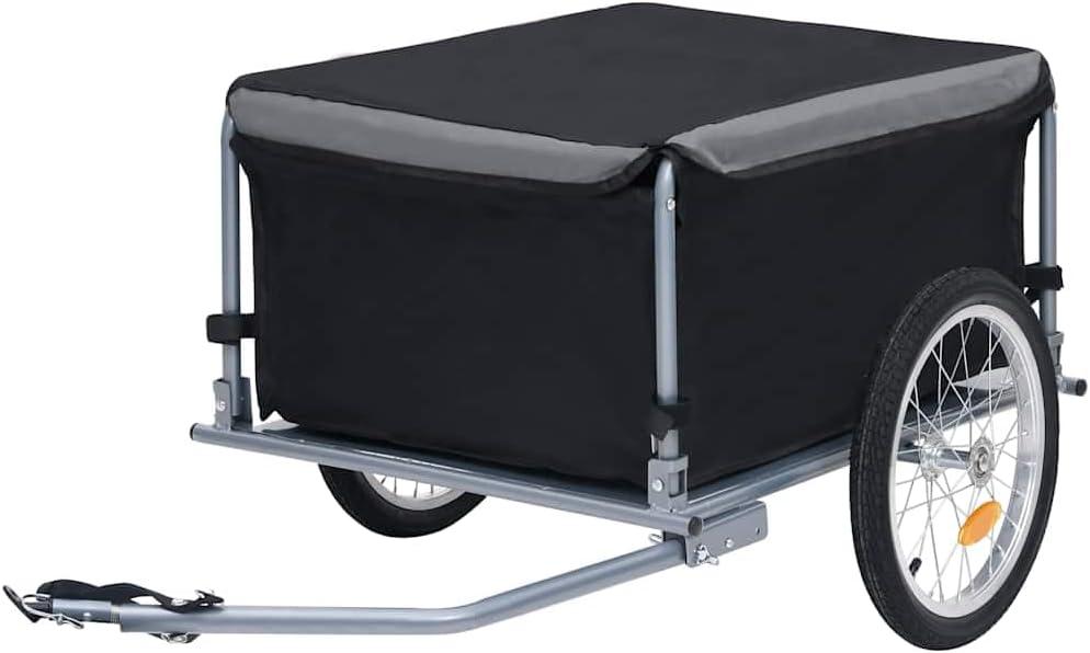 Fahrradanhänger in Schwarz und Grau, 65 kg, für Outdoor-Aktivitäten, Radsport und Fahrradzubehör, 11.4 kg