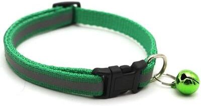Drop Dash Deals Reflective Breakaway Cat Safety Collar With Bell Adjustable & Secure For Kittens & Cats green