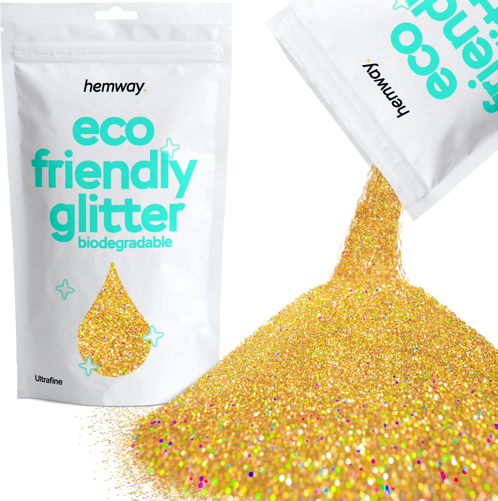 Hemway Biodegradable Eco Friendly Glitter 100g / 3.5oz   Gold Holographic   DIY, Decoration, Arts & Crafts - Gold Holographic - Ultrafine 100g