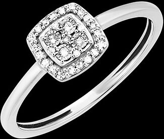 Edenly Ring Origine - Quadratisches Funkeln - 9 Karat WeiÃŸgold und Diamanten