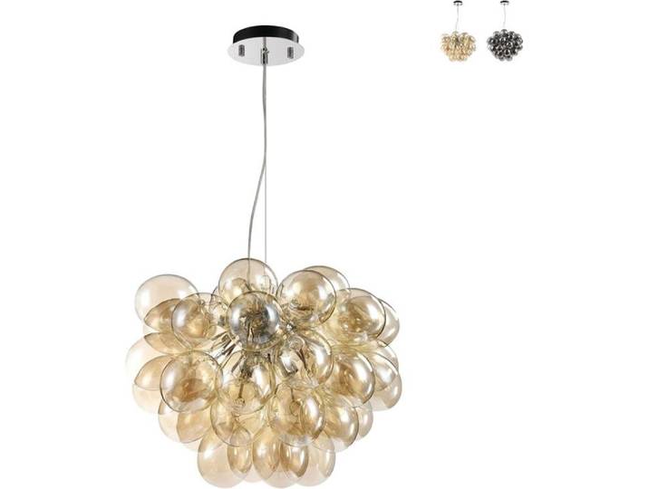 Suspension\, métal nickel\, verre\, douille G9\, H 170cm