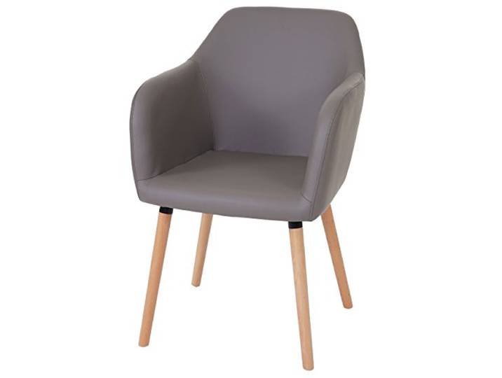 Mendler Stuhl Malmö T381 - Kunstleder, Taupe-grau, helle Beine