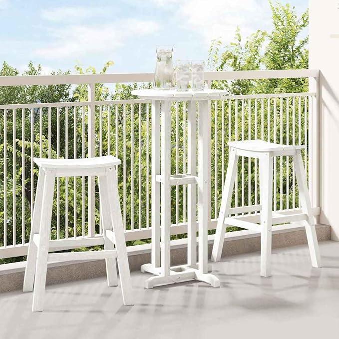 Garten Bar Set 3-teiliges Weiß HDPE Outdoor