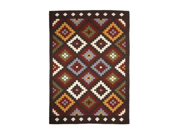 Tapis en laine à motifs aztèques marron 160x230
