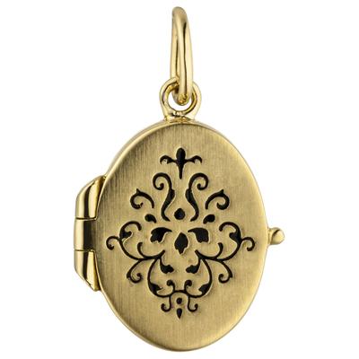 Medallionanhänger JOBO "Kleines Medaillon oval", gold (goldfarben), Schmuckanhänger, Damen, Silber 925 (Sterlingsilber), 925 Silber vergoldet