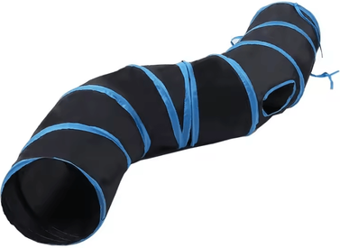 Inspire Curations Collapsible Interactive Cat Play Tunnel For Hide and Seek Fun black blue s
