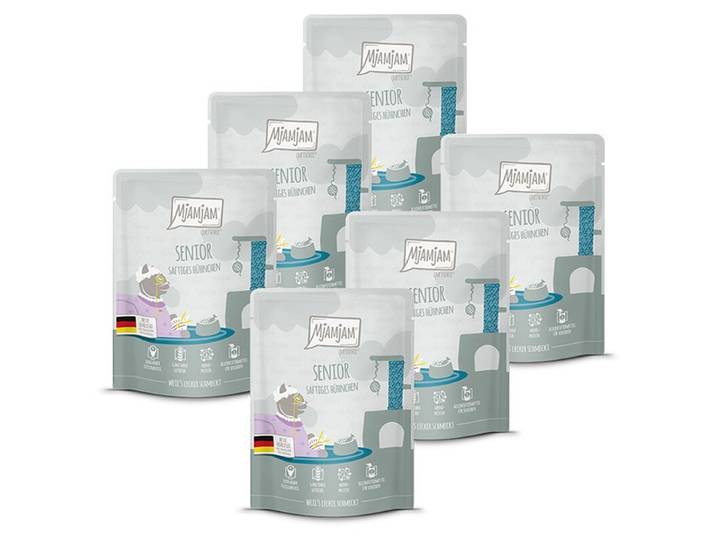 MjAMjAM Senior Quetschie Nourriture humide pour chats Poulet 300 g x 6