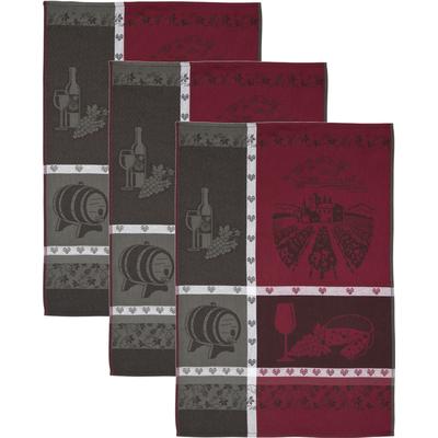 Geschirrtuch ROSS "Weinmotiv", rot (rot, anthrazit), B:50cm L:70cm, 100% Baumwolle, Geschirrtücher, Geschirrtuch, Motivtuch, aus 100% Baumwolle