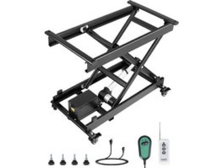 VEVOR Elektrische heftafel 76x44 cm, 150 kg draagvermogen, schaarheftafel, 200 tot 710 mm in hoogte verstelbaar hefplatform, salontafellift met 4 wielen, voor materiaalbehandeling en transport, zwart