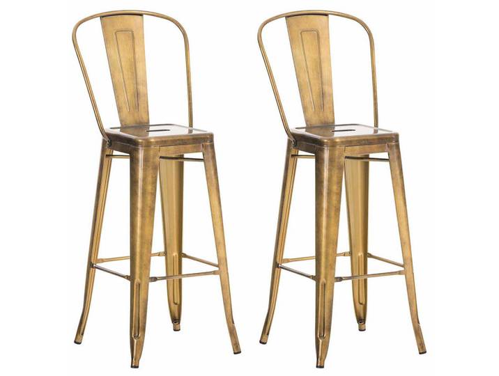 CLP Barhocker 2er Set Metall gold, Goldfarben, 44x115x52 cm, Esszimmer, Barmöbel, Barhocker