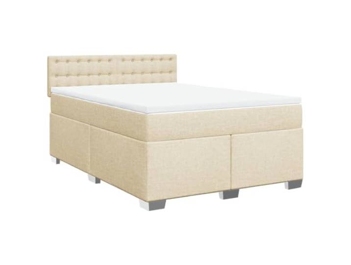 vidaXL Boxspringbett mit Matratze Creme 140x200 cm Stoff