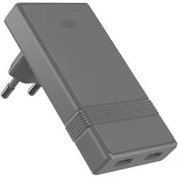 Force Power GaN Netzladegerät 2× USB-C 45W L-Shape (45 W, 1 Port), USB Ladegerät, Grau