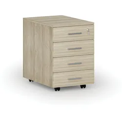 Büro-Rollcontainer SEGMENT, 4 Schubladen, Eiche natur