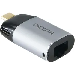 DICOTA Mini-Adapter USB-C zu Ethernet mit Power Delivery