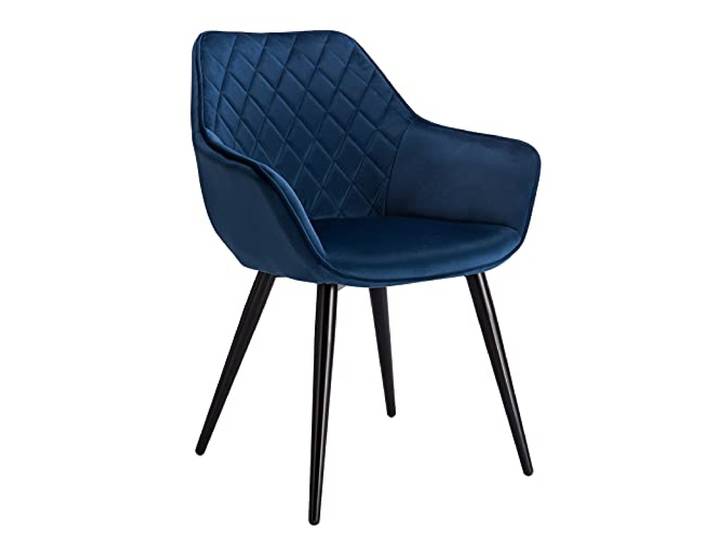 ZAW Esszimmerstühle Moderner Esszimmerstuhl Gepolsterter Küchenstuhl mit Armlehnen Bunte weiche Tee Kaffee Hocker for Wohnzimmer Esszimmer Küchenstuhl (Color : Blue Velvet)
