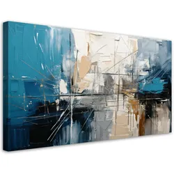 LEINWANDBILD Geometrische Abstraktion Blau 80x40cm
