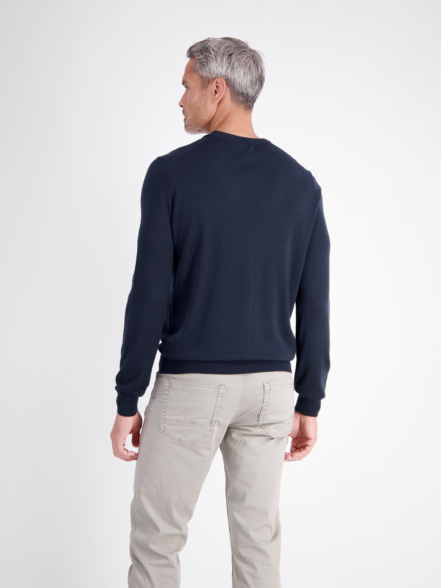 Strickpullover LERROS "Dezent gestalteter Strickpullover aus weicher Merinowolle", Herren, Gr. XXL, blau (classic navy), 100% Schurwolle, Rundhals, Pullover Strickpullover