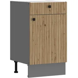 Küche AVA Artisan Unterschrank 50 cm Lamellenoptik Küchenzeile Einbauküche