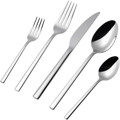Besteck-Set HANSEATIC "SMART, wahlweise in glänzender oder matter Optik", silber (silberfarben), 30 Stk., Edelstahl 18/10, Essbesteck-Sets, leichtes und minimalistisches Design