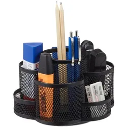 relaxdays Stiftehalter »Mesh« 7 Fächer schwarz, 17.5x11x16.5 cm