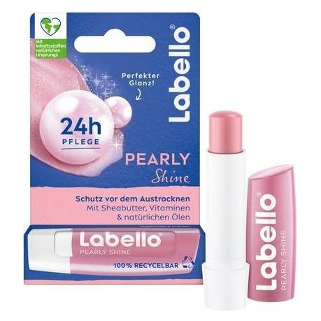 Labello Pearly Shine Lippenbalsam mit schimmerndem Perlenglanz für 24h Feuchtigkeit 4,8g (Lippenbalsam) (85028)