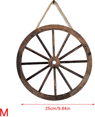 Uplift Curations Vintage Rustic Wooden Wagon Wheel Wall Decor Old Western Farmhouse Hanging Cartwheel medium
