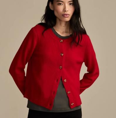 Lucky Brand Cashmere Cardigan - Women's Clothing Tops Sweaters in Scarlett, Size XS