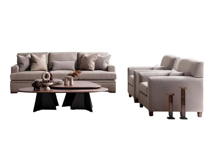 JVmoebel Polstergarnitur JVMoebel Wohnzimmer-Set in elegantem Grauton mit Holzgestell, (Set, 2-tlg)
