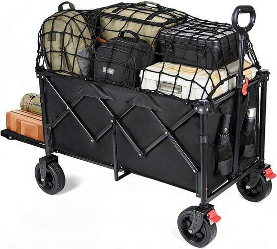 WAN Opvouwbare Bolderkar Strandwagen Tuinwagen Zwart met 150-230 Liter inhoud