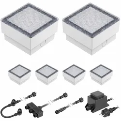 ledscom.de LED Pflaster-Stein Gorgon Boden-Einbauleuchte für außen, 10x10cm, 12V, warm-weiß 6er Set