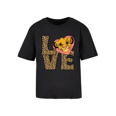 T-Shirt MERCHCODE "Merchcode Simba Love Tee", Damen, Gr. S, schwarz, 100% Baumwolle, bedruckt, oversize, Rundhals, Shirts T-Shirt