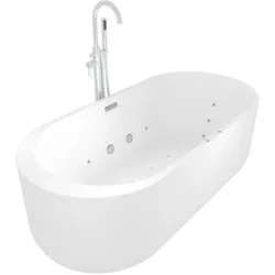 AcquaVapore freistehende Badewanne F26 170x80cm Whirlpool Luft & Wasser mit Armatur AF02
