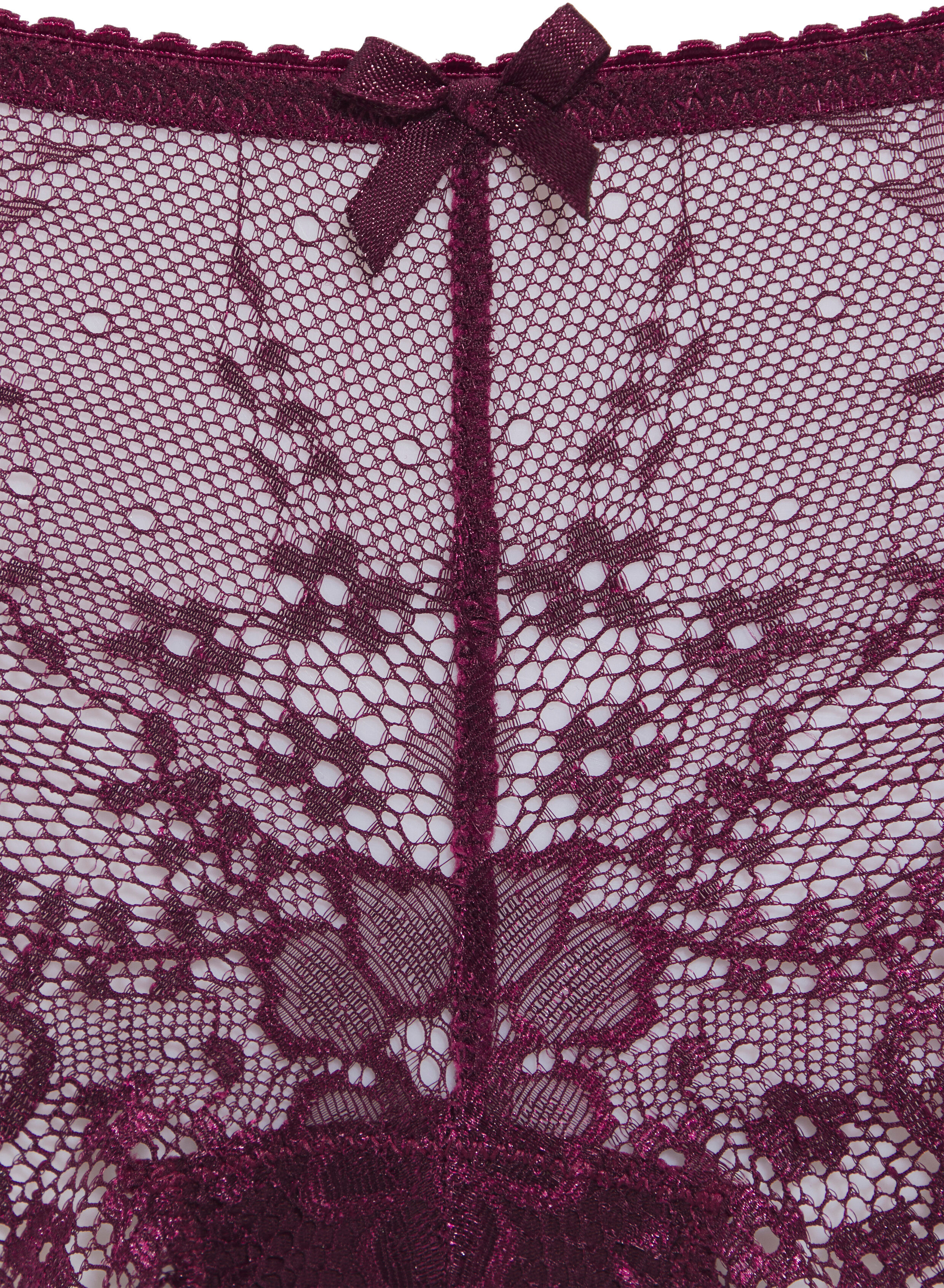 Hipster LASCANA, Damen, Gr. 40/42, Spitze, lila (aubergine), Spitze, Obermaterial: 90% Polyamid, 10% Elasthan, unifarben, körpernah, Unterhosen Hipster, aus zarter Spitze aubergine 40/42, Spitze