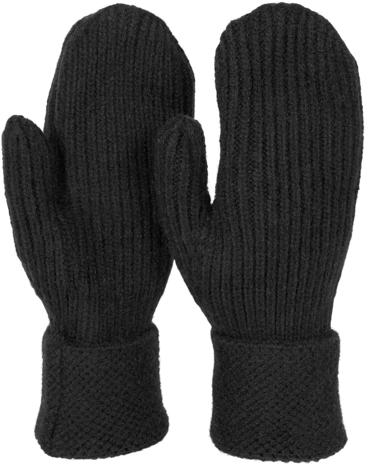 Fäustlinge STYLEBREAKER "Strick Fäustlinge mit gemustertem Bund", Damen, schwarz, Obermaterial: 100% Polyacryl PAN., Modisch, Handschuhe Fäustlinge