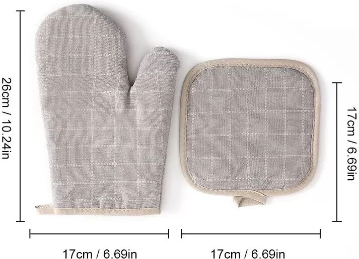 INF Küchen-Mikrowellen-Ofenhandschuh und Topflappen Set (2-teilig) - Hitzebeständig & Stilvoll Grau