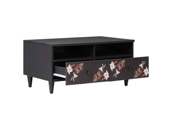 IBUQDDV Couchtisch Mehrfarbig 80 x 54 x 40 cm Massivholz Mango Messingknöpfe, floraler Look, Stauraum, Massivholz Mango, für Wohnzimmer, Innenbereich, leichte Pflege