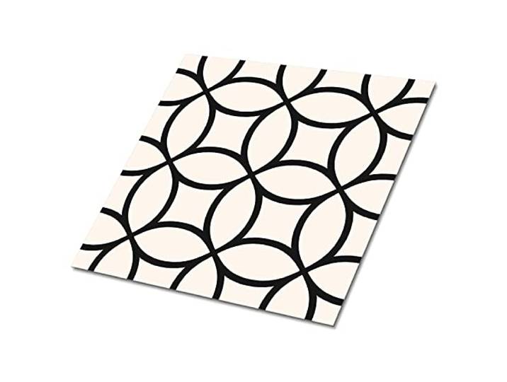 Decormat Selbstklebende Vinylfliesen Wandfliesen für die Küche Dekoartikel Aufkleber Schwarz Bodenbeläge PVC Fliesenaufkleber Satz von 9 Fliesen - 30x30 cm - Geometrische Kreise