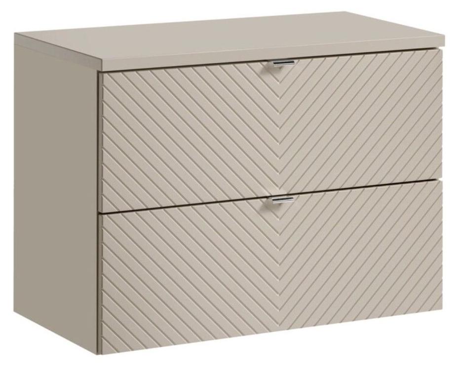 Badezimmer-Set AOKI: Waschtischunterschrank mit Schubladen 80 cm + Waschtischplatte beige