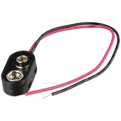 goobay 1x 9V Block Batteriehalter - lose Kabelenden, wasserabweisend – 9V Batterie Clip Anschluss, Batterie Halterung Elektronik (Kunststoff)