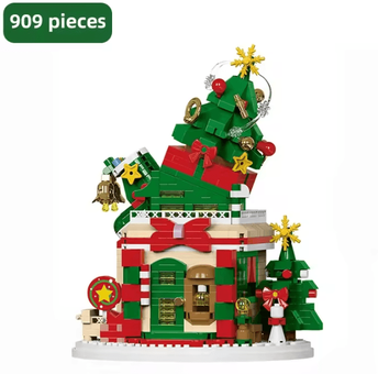 Uplift Curations Christmas Building Block Series Santa Claus & Reindeer Brick Set For Holiday Fun tree