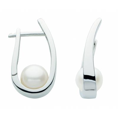 Paar Creolen ADELIA´S "Creolen Ohrringe 925 Silber mit Perle", silber, Ohrringe, Damen, Damen, Silber 925 (Sterlingsilber), Silberohrringe