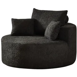 MODFU Einzelsessel Chenille Schwarz mit Rückenlehnenkissen, montagefrei