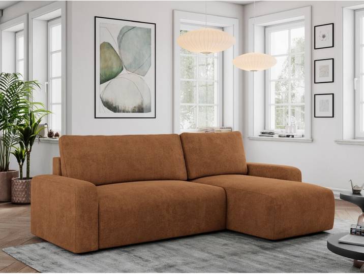 Struktur Stoff, Struktur Couch, Sofa mit Schlaffunktion und Bettkasten, Schlafsofa Struktur, Couchgarnitur Ecke Bettcouch, Struktur Stoff - ARGOS - Orange Struktur